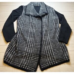 Ava Couture Womens VTG Open Cardigan Mohair Sweater Jacket  Sz L Houndstooth 90s